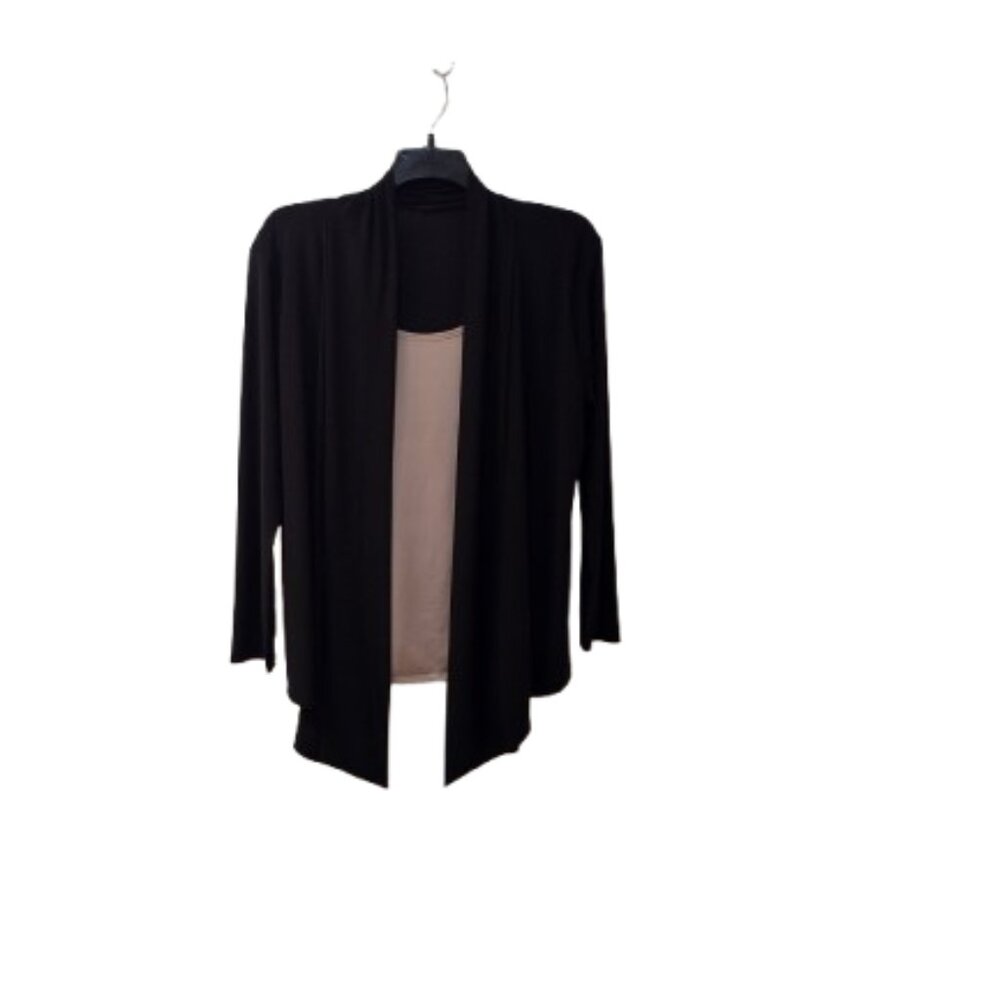 Rachel Rachel: Long Sleeve 2-in-1 Tunic, Size XL, Black and Tan